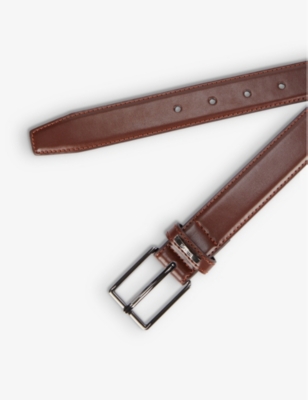 Dents Logo-engraved Leather Belt In Brown