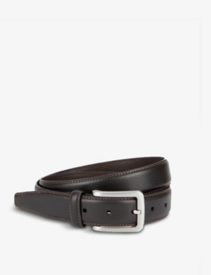 Dents Logo-engraved Leather Belt In Brown