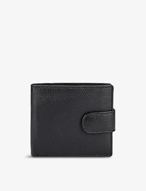 DENTS: Beauley brand-embossed press stud grained leather billfold wallet