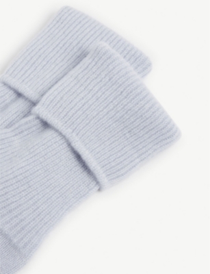 Shop Johnstons Women's Pale Blue Joe Ribbed Cashmere Bed Socks