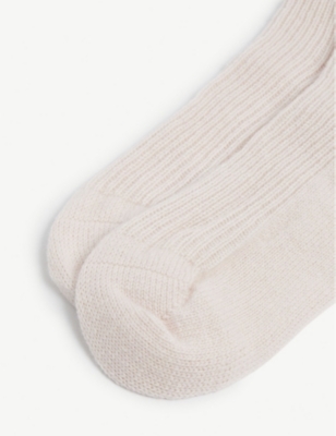 Shop Johnstons Women's Pale Pink Ribbed Cashmere Socks