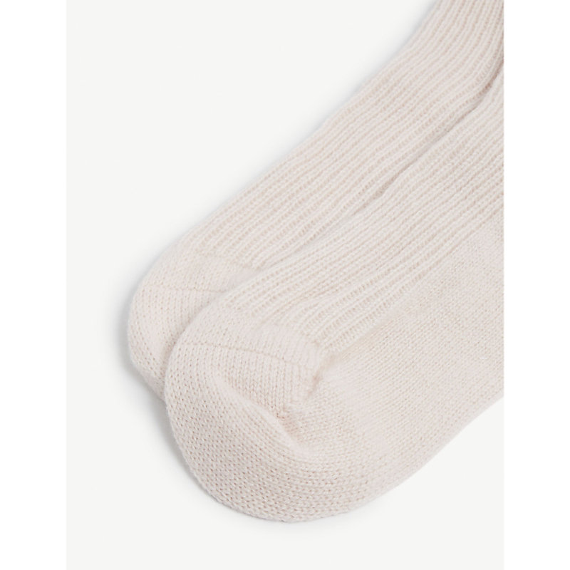 Shop Johnstons Women's Pale Pink Ribbed Cashmere Socks
