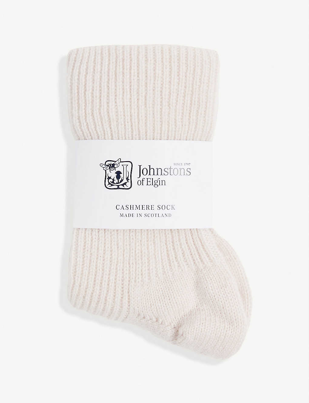 Johnstons Ribbed Cashmere Socks In Pale Pink