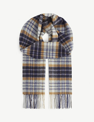 JOHNSTONS Checked cashmere scarf