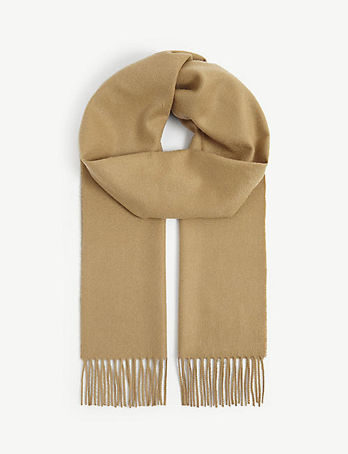 JOHNSTONS: Fringe-trim cashmere scarf