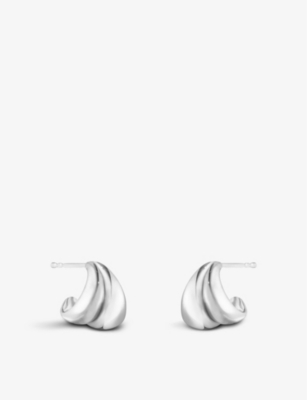 GEORG JENSEN: Curve sterling-silver open-hoop earrings