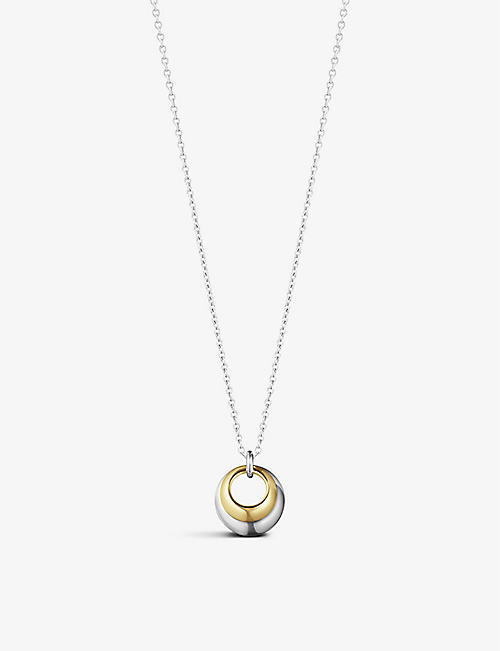 GEORG JENSEN: Curve 18ct yellow-gold and sterling-silver pendant necklace