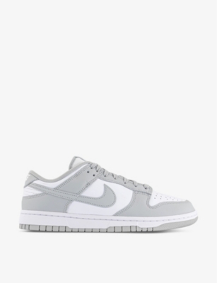 NIKE NIKE MENS WHITE GREY FOG DUNK LOW-TOP LEATHER TRAINERS