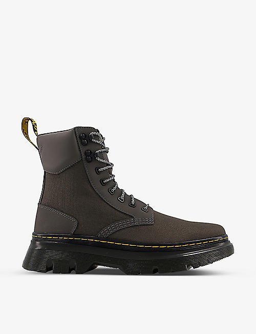 DR. MARTENS: Tarik 8 eyelet leather and fabric boots