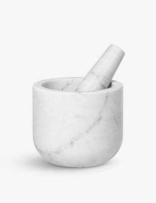 Broste Marina Mottled Marble Pestle And Mortar Set Of Two