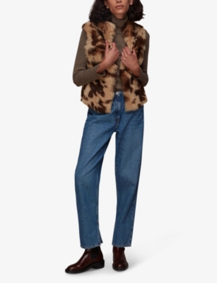 Whistles Cowprint Sleeveless Shearling Gilet In Multicoloured ModeSens