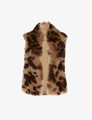 Whistles Cowprint Sleeveless Shearling Gilet In Multicoloured ModeSens