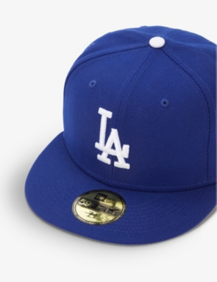 New Era Mens Blue 59fifty La Dodgers Brand-embroidered Woven Baseball Cap In Blue