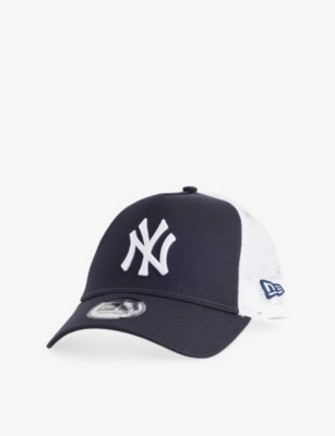 New Era New York Yankees Cotton And Mesh Trucker Cap In Black White