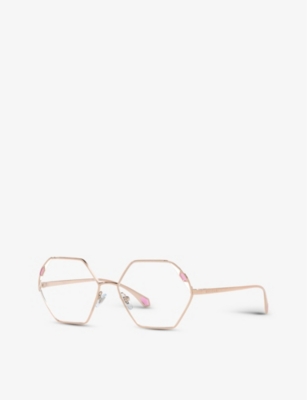 Shop Bvlgari Bv2238 Serpenti Hexagonal-frame Metal And Acetate Eyeglasses In Gold