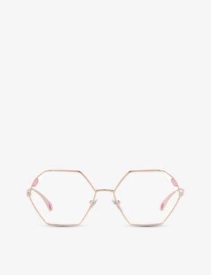 Bvlgari Bv2238 Serpenti Hexagonal-frame Metal And Acetate Eyeglasses In Gold