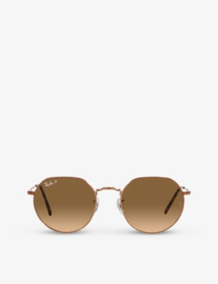 Ray Ban Rb3565 Jack Hexagonal-frame Gold-toned Metal Sunglasses