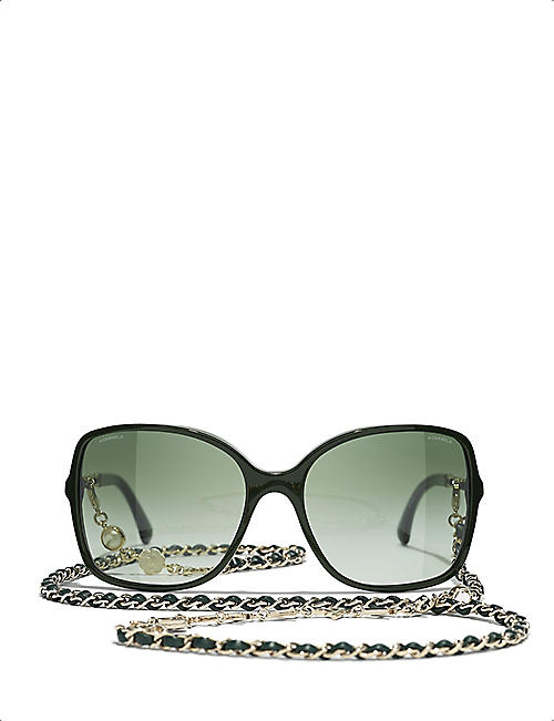 CHANEL: CH5210Q square-frame acetate and metal sunglasses