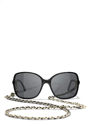 CHANEL CH5210Q oversized chainmail acetate square sunglasses