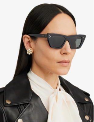 Shop Celine Women's Black Cl40187i Acetate Cat-eye Sunglasses
