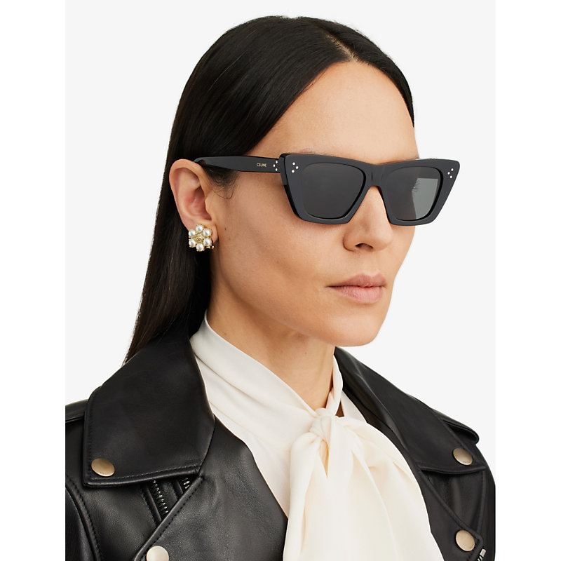 Shop Celine Womens Black Cl40187i Acetate Cat-eye Sunglasses