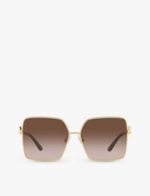 Shop Dolce & Gabbana Women's Gold Dg2279 Square-frame Metal Sunglasses