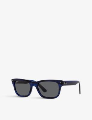 Shop Ray Ban Ray-ban Women's Blue Rb2283 Mr Burbank Rectangular-frame Acetate Sunglasses