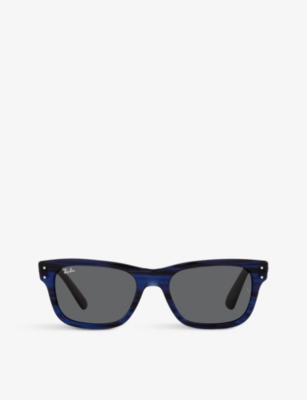 Ray Ban Ray-ban Womens Blue Rb2283 Mr Burbank Rectangular-frame Acetate Sunglasses