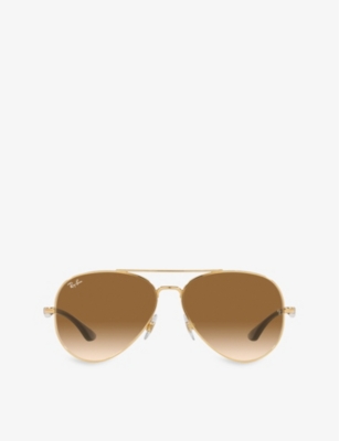 Ray Ban Ray-ban Womens Gold Rb3675 Pilot-frame Metal Sunglasses