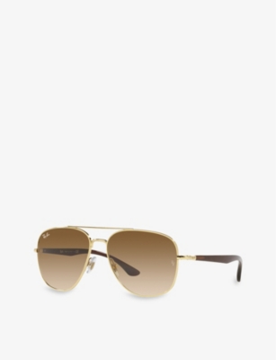 Shop Ray Ban Ray-ban Women's Gold Rb3683 Aviator-frame Metal Sunglasses