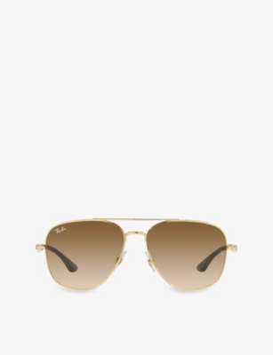 Ray Ban Ray-ban Womens Gold Rb3683 Aviator-frame Metal Sunglasses