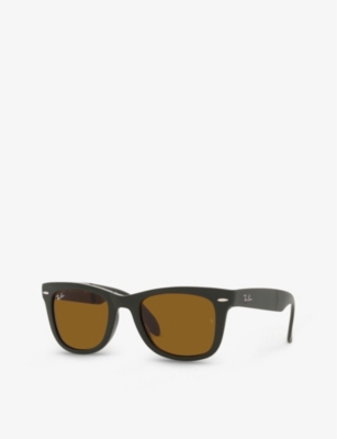 Ray Ban Ray-ban Womens Green Rb4105 Folding Wayfarer Nylon Sunglasses In Green