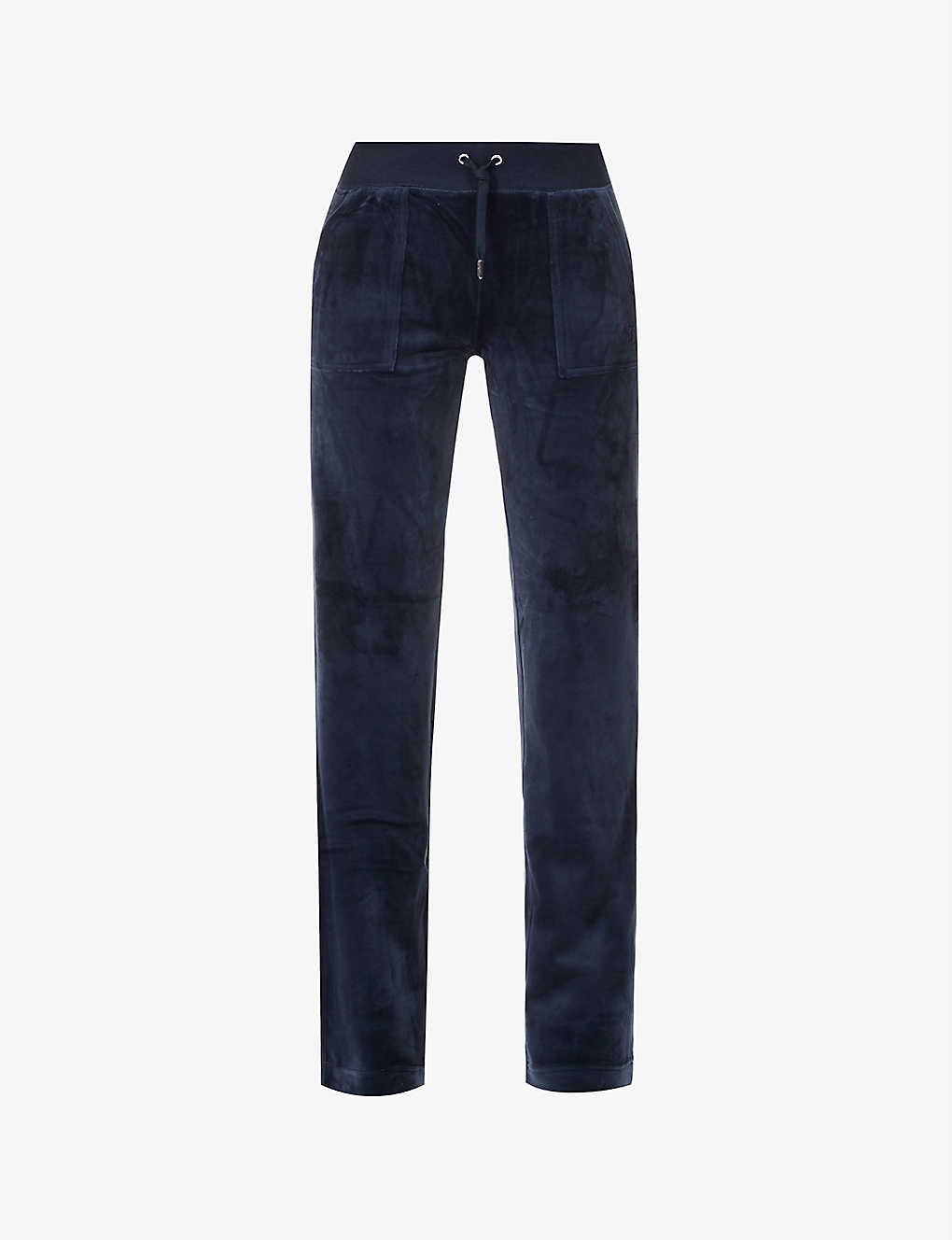 Juicy Couture Womens Night Sky Logo-embroidered Straight-leg High-rise Velour Trousers In Navy