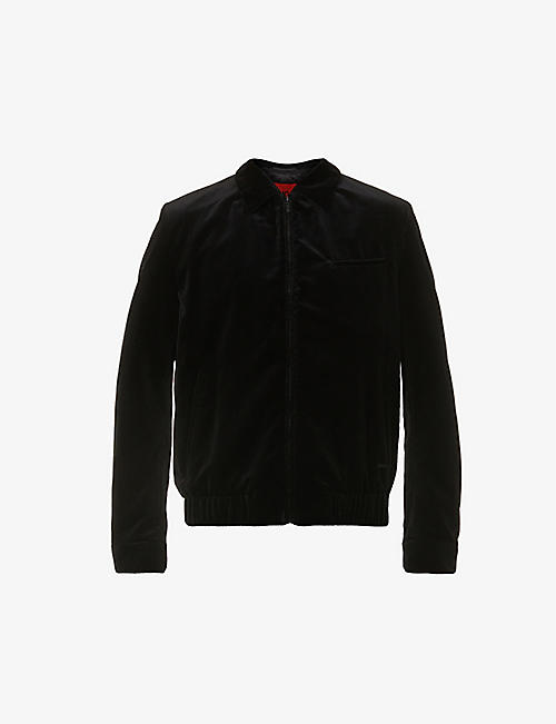 HUGO: Cotton-velvet zip-up bomber jacket