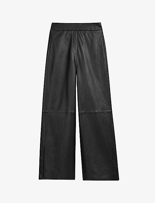TED BAKER: Frencis wide-leg leather trousers
