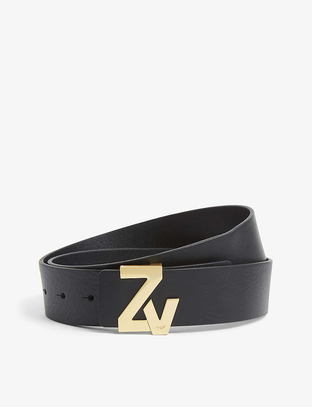 Shop Zadig & Voltaire Zadig&voltaire Womens Noir Zv Initiale Leather Belt In Black