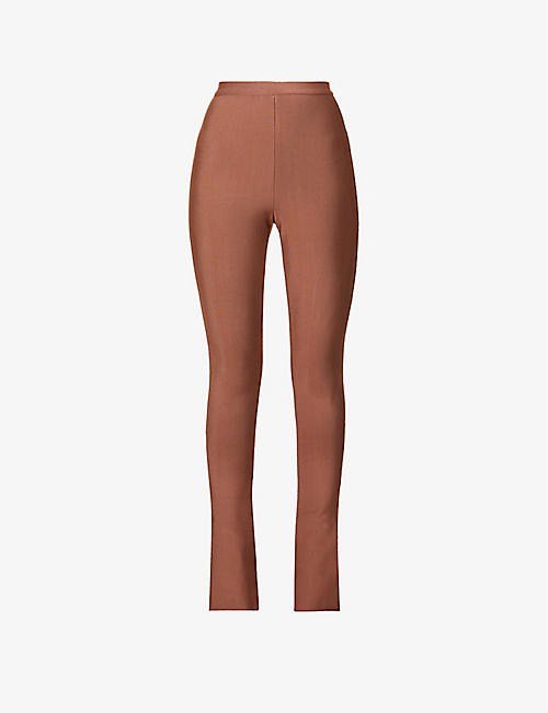HOUSE OF CB: Gloriette flared-leg high-rise stretch-woven trousers