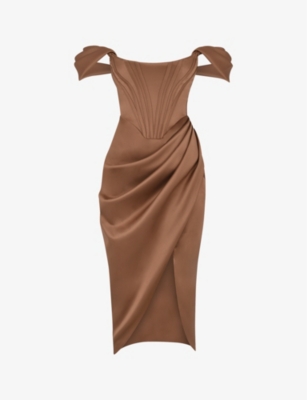 HOUSE OF CB Loretta offshoulder satin midi dress