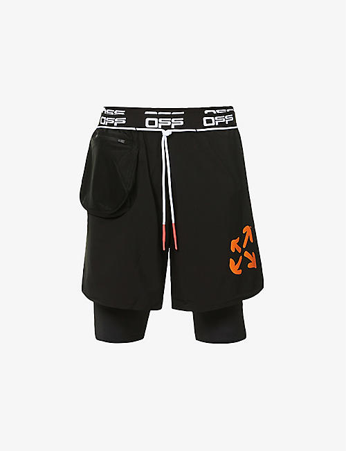 OFF-WHITE C/O VIRGIL ABLOH: Active branded-waistband stretch-jersey shorts