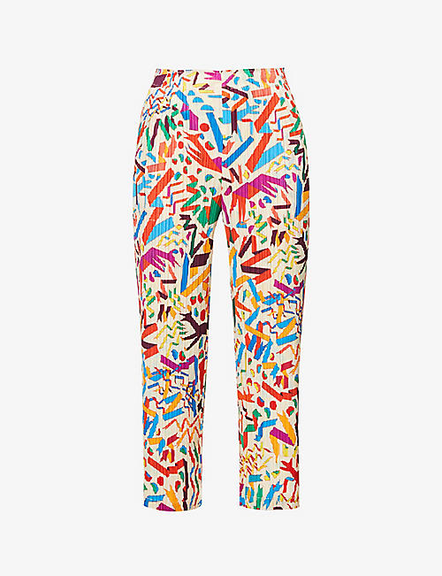 PLEATS PLEASE ISSEY MIYAKE: Confetti relaxed-fit wide-leg woven trousers