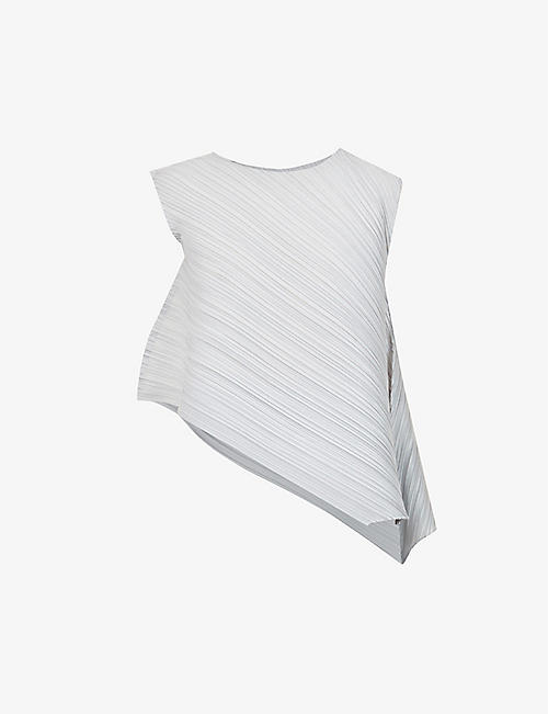 ISSEY MIYAKE: Wrapping pleated asymmetric knitted top