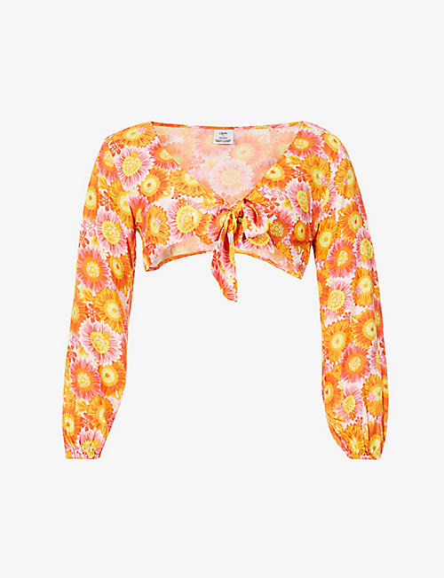 VDM THE LABEL: Jemma floral-print cropped woven top