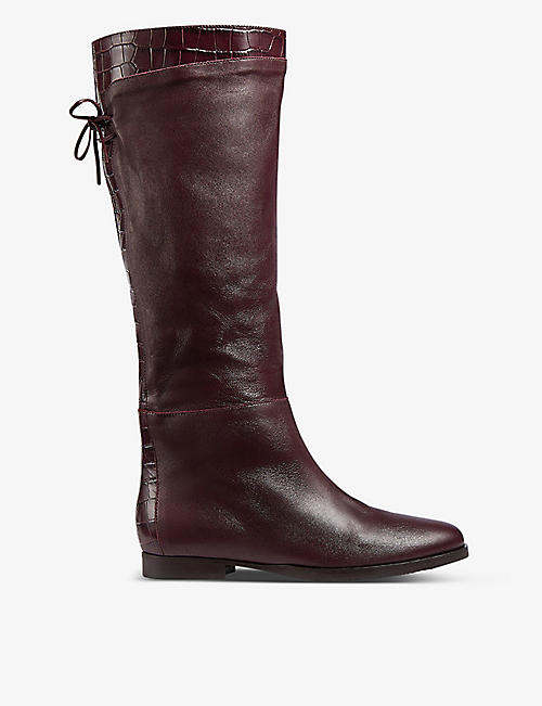 LK BENNETT: Cassandra tie-back calf leather knee-high boots