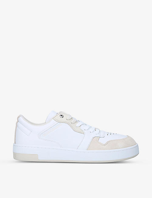 CK JEANS: Basket Cupsole logo-print leather low-top trainers