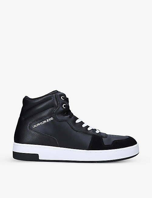 CK JEANS: Basket Cupsole logo-print leather mid-top trainers