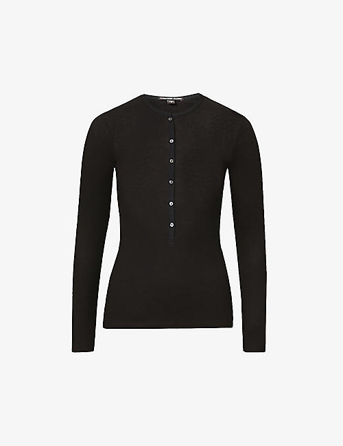 JAMES PERSE: Rib Henley buttoned cotton and wool-blend top