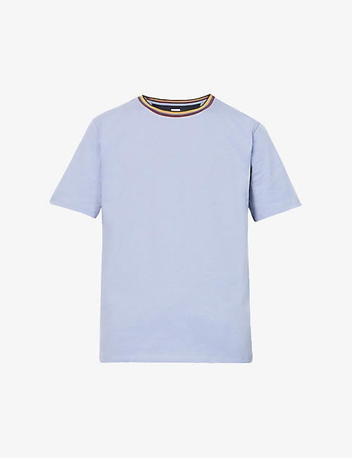 PAUL SMITH: Striped-collar relaxed-fit organic-cotton T-shirt