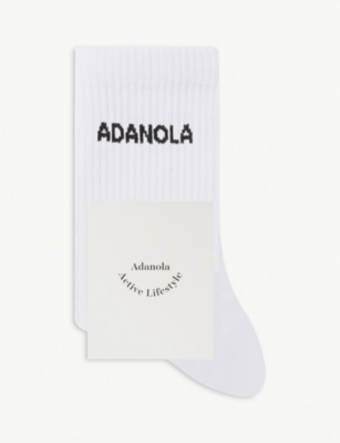 ADANOLA: Logo-print ribbed cotton-blend socks