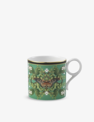 WEDGWOOD: Emerald Forest dragonfly-print porcelain mug 280ml
