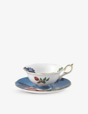 Shop Wedgwood Wonderlust Sapphire Garden Bone China Teacup And Saucer